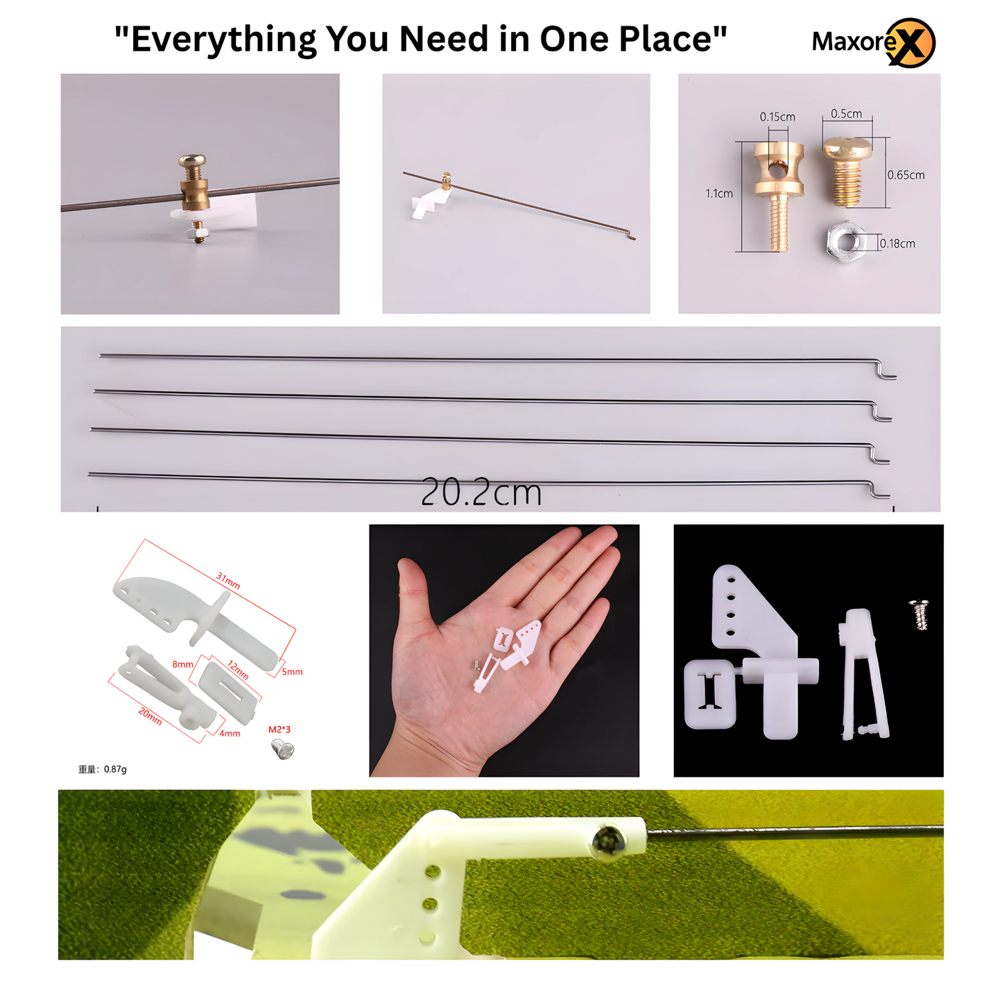 DIY RC Plane Kit – A2212 KV2200 Brushless Motor, Esc Brushless Motor Speed Controller,SG90 Servo, 6x4 Prop, TXT60 plug, Z-Wire, Motor Seat, Rudder Angle & Connector Protectors – Fixed-Wing Parts Set E